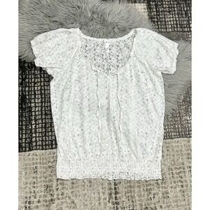 Just Be Women's White Lace Plus Size Top‎ In 3X
